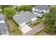 A high angle view of a light blue home, driveway, garage, and backyard at 1400 James Island Ave., North Myrtle Beach, SC 29582