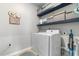 Efficient laundry room with modern appliances, storage shelves, and practical design elements at 194 Zostera Dr., Little River, SC 29566