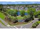 Scenic aerial view of Covington Lake neighborhood with lush landscaping and a pond at 2302 Clandon Dr., Myrtle Beach, SC 29579