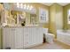 Bright bathroom with double vanity, white cabinets, and tile flooring at 417 Pennington Loop, Myrtle Beach, SC 29588