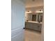 Bright bathroom features a double vanity with marble floors and black hardware at 543 Oak Landing Dr., Myrtle Beach, SC 29588