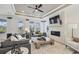 Inviting living room with modern fireplace, comfortable seating, and large windows at 543 Oak Landing Dr., Myrtle Beach, SC 29588