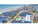 Aerial view of beach condos with a community pool near the coastline at 6001 N Ocean Blvd. # 240, North Myrtle Beach, SC 29582