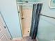 Shower with blue curtains and walls at 6001 - Z47 S Kings Hwy., Myrtle Beach, SC 29575