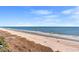 Expansive beach view with blue skies, calm ocean waves, and people enjoying the scenic shoreline at 603 S Ocean Blvd. # 912, North Myrtle Beach, SC 29582