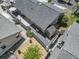 A high-angle view shows the backyard area with shed and privacy fence, plus the house's roof and surrounding property at 634 Cypress Ln., North Myrtle Beach, SC 29582