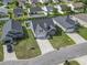 Aerial view of a well-planned neighborhood with houses featuring gray roofs and green lawns in a suburban setting at 712 Hobonny Loop, Longs, SC 29568