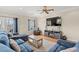 Cozy living room with sectional sofa, hardwood floors, television, and a decorative fireplace at 113 B Vista Dr., Murrells Inlet, SC 29576