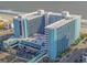 Stunning aerial view of the Landmark Resort Hotel with ocean views and convenient parking at 1501 S Ocean Blvd. # 320, Myrtle Beach, SC 29577