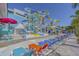 Exterior view of colorful waterslides and lounge chairs on a sunny day at 1501 S Ocean Blvd. # 320, Myrtle Beach, SC 29577