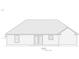 Rear architectural view showing simple roof line, windows, and door of a one-story home at 1645 Plantation Dr., Marion, SC 29571