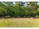 Fenced backyard with a lush green lawn, mature trees, and garden area at 2446 Craven Dr., Myrtle Beach, SC 29572