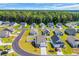 Aerial view of a suburban neighborhood featuring well-maintained homes, green spaces, and community streets at 302 Portofino Dr., Myrtle Beach, SC 29579