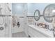 Stylish bathroom with subway tile, mosaic accents, double sinks, and walk-in shower at 460 Boundary Ave. # A & B, Murrells Inlet, SC 29576