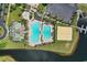 Aerial shot of community pool, sand volleyball, and other recreational facilities at 9060 Abingdon Dr., Myrtle Beach, SC 29579