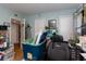 Bedroom with organized storage, neutral colored walls, and decoratively adorned with flowers at 1015 Elm St. # 18, Conway, SC 29526
