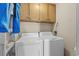 Functional laundry room with washer, dryer, and storage cabinets for added convenience at 108 N Ocean Blvd. # 301, North Myrtle Beach, SC 29582