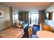 Cozy suite with a sleeper sofa, sitting area, television and private balcony at 201 77Th Ave. N # 828, Myrtle Beach, SC 29572