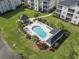Aerial view showcasing community pool at 2090 Cross Gate Blvd. # 205, Surfside Beach, SC 29575
