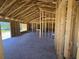 The interior of a house under construction with exposed wooden frames and a concrete floor at 2186 Mineral Springs Rd., Conway, SC 29527