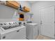 Functional laundry room featuring modern washer and dryer units with overhead shelving at 2464 Rock Dove Rd., Myrtle Beach, SC 29577