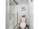 Bright bathroom with shower, toilet and coastal decor at 2507 S Ocean Blvd. # 403, North Myrtle Beach, SC 29582