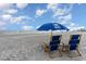 Beautiful beach scene with two chairs and an umbrella offering ocean views at 2507 S Ocean Blvd. # 403, North Myrtle Beach, SC 29582