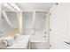 Clean bathroom with a tub-shower combination, a single sink vanity, and essential toiletries at 2701 S Ocean Blvd. # 1603, North Myrtle Beach, SC 29582