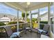 Relaxing screened porch featuring comfortable rocking chairs and views of the landscaped backyard at 432 Warrington Way # 432, Murrells Inlet, SC 29576