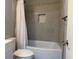 Neat and clean bathroom with shower and tile walls at 4350 Intercoastal Dr. # 2302, Little River, SC 29566