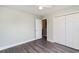 This bedroom features light green walls, a ceiling fan and a roomy closet at 469 Overcrest St., Myrtle Beach, SC 29579