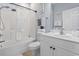 The well-maintained bathroom boasts a shower/tub combination, fresh white towels, and a clean, bright ambiance at 4803 Bovardia Pl. # 104, Myrtle Beach, SC 29577