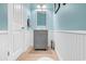 Bathroom featuring a grey vanity and blue walls at 4814 Greenhaven Dr., North Myrtle Beach, SC 29582