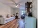 Cozy sitting area with comfortable seating, a ceiling fan, desk and workout equipment at 503 20Th Ave. N # 15-A, North Myrtle Beach, SC 29582