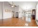 Bright living room showcasing high ceilings, wood floors, and seamless open-concept design at 5107 Capulet Circle, Myrtle Beach, SC 29588