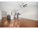 Spacious living room with hardwood floors, a ceiling fan, and an open-concept design at 5485 Elba Way # 5485, Myrtle Beach, SC 29579