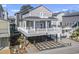 Inviting elevated home with covered parking, spacious deck, and gray siding, perfect for coastal living at 6001-T36 South Kings Hwy., Myrtle Beach, SC 29575