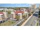 An aerial view shows the condo community, pool, and proximity to the beach at 609 Hillside Dr. S # C-10, North Myrtle Beach, SC 29582