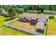 Aerial view of a fenced backyard with a deck, screened porch and storage shed, offering privacy and space at 7012 Walden Ct., Myrtle Beach, SC 29588