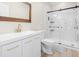 Modern bathroom featuring a glass enclosed shower and white vanity with gold hardware at 9449 Freewoods Rd., Myrtle Beach, SC 29588