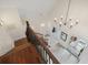High angle view of the foyer with chandelier, hardwood stairs and tile floors at 9449 Freewoods Rd., Myrtle Beach, SC 29588