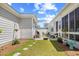 Landscaped backyard with patio, plants, and stepping stones, connecting the home's outdoor spaces at 1048 Longwood Bluffs Circle, Murrells Inlet, SC 29576