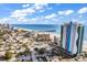 Aerial view of Oceans One Resort with ocean views, a pier, and a cityscape at 107 S Ocean Blvd. # 1001, Myrtle Beach, SC 29577