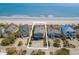 Aerial view of charming beachfront home with private beach access and beautiful water views at 1184 Parker Dr., Pawleys Island, SC 29585