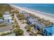 Beautiful aerial view of oceanfront homes with private beach access on a clear, sunny day at 1184 Parker Dr., Pawleys Island, SC 29585