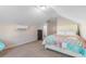 Upstairs bedroom featuring a bed with vibrant floral bedding and natural light at 263 Lakota Loop, Longs, SC 29568