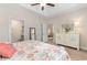Bright primary bedroom with beach themed decor and easy access to bathroom and living room at 263 Lakota Loop, Longs, SC 29568