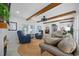 Spacious living room featuring shiplap walls, fireplace and comfortable seating at 4023 Murrells Inlet Rd., Murrells Inlet, SC 29576