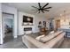 Comfortable living room with electric fireplace, TV and view into bedroom at 428 Calhoun Falls Dr., Myrtle Beach, SC 29579