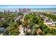 Aerial view of neighborhood with trees and a oceanfront view at 607 A 28Th Ave. S, North Myrtle Beach, SC 29582